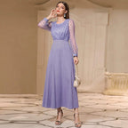 round Neck Long Sleeve High Waist Slim Dress
