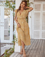 Keatyn Floral Ruffle Maxi Dress Orange