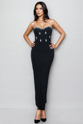 Quade Black Sheath Split Maxi Dress