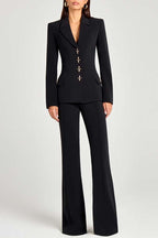 Women Power High Rise Side Zipper Flare Slim Fit Pants