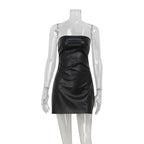 Tight Tube Top Cinched Waist Sheath Dress Leather Red Carpet Cocktail Dress