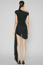 Olexia Asymmetric Embroidered Rose Mini Dress