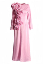 Samala 3D Floral Satin Maxi Dress