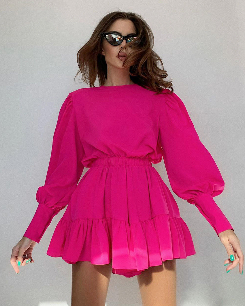 Jailen Smocked Ruffle Dress Hot Pink
