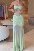 Fashion Lace Splicing Sexy Sleeveless Off-shoulder Slim Maxi Dress