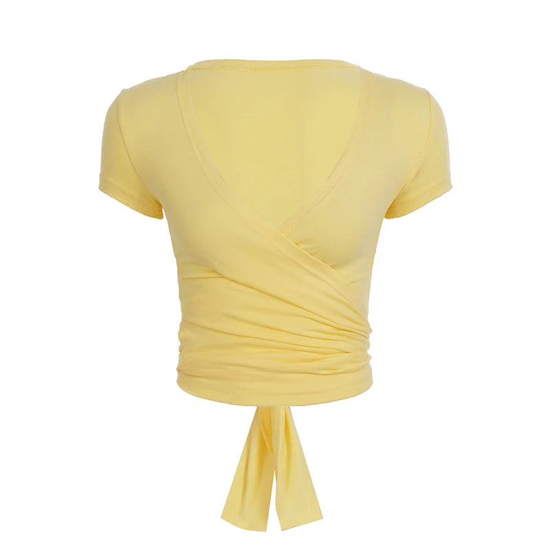 Kadyn Ruched V-Neck Crop Top