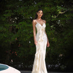 Satin Floral Tie-Back Slim Fit Slip Dress Party Dress