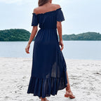 Some Like It Hot Smocked Off The Shoulder Dress Navy
