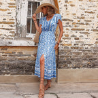 On Cloud Nine Floral Smocked Puff Sleeve Midi Dress
