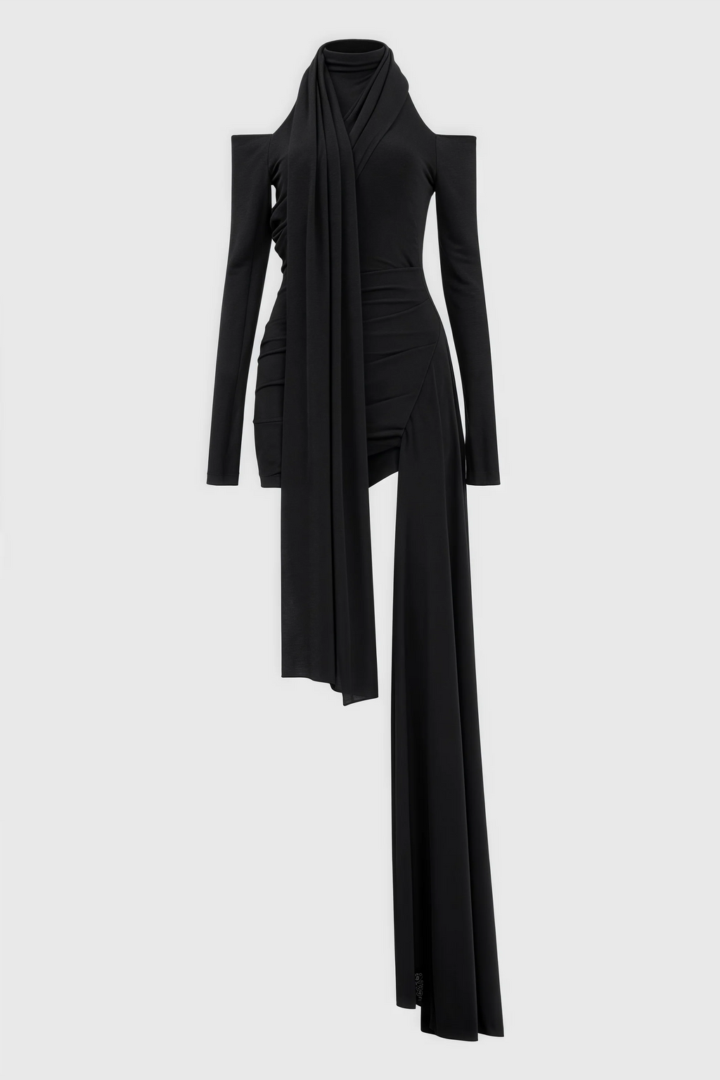 Tata Hollow Black Split Mini Dress