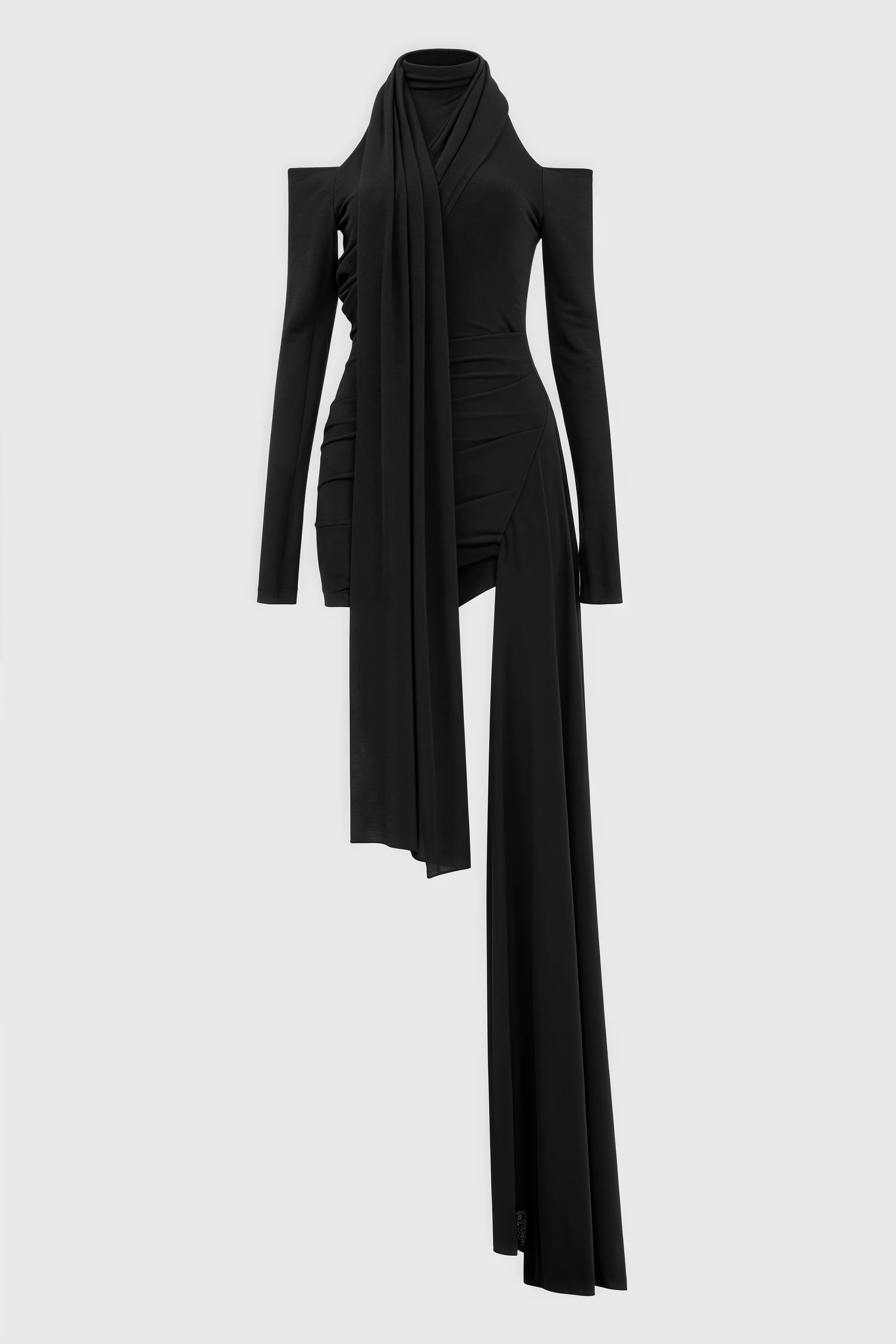 Tata Hollow Black Split Mini Dress