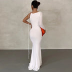 Meliora One Shoulder Backless Maxi Dress In Black