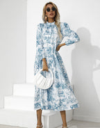 Tempe Floral Ruffle Midi Dress Blue