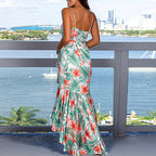 Rover Floral High Low Ruffle Maxi Dress