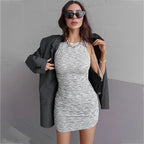Quinsy Ruched Knit Dress Mauve FINAL