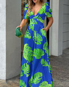 Verónica Timeless Women's Floral Maxi Dress with Puff Sleeves Boutique Collection