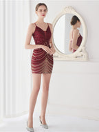 Wave gradient bead short party dress