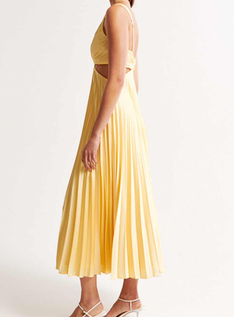 Caitlin Statement Pleated Dress with a Neckline Designer Edit