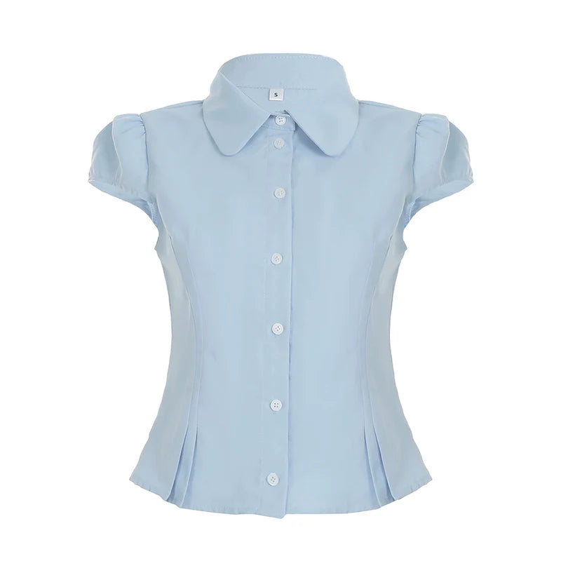Esmee Pleated Button-Up Blouse