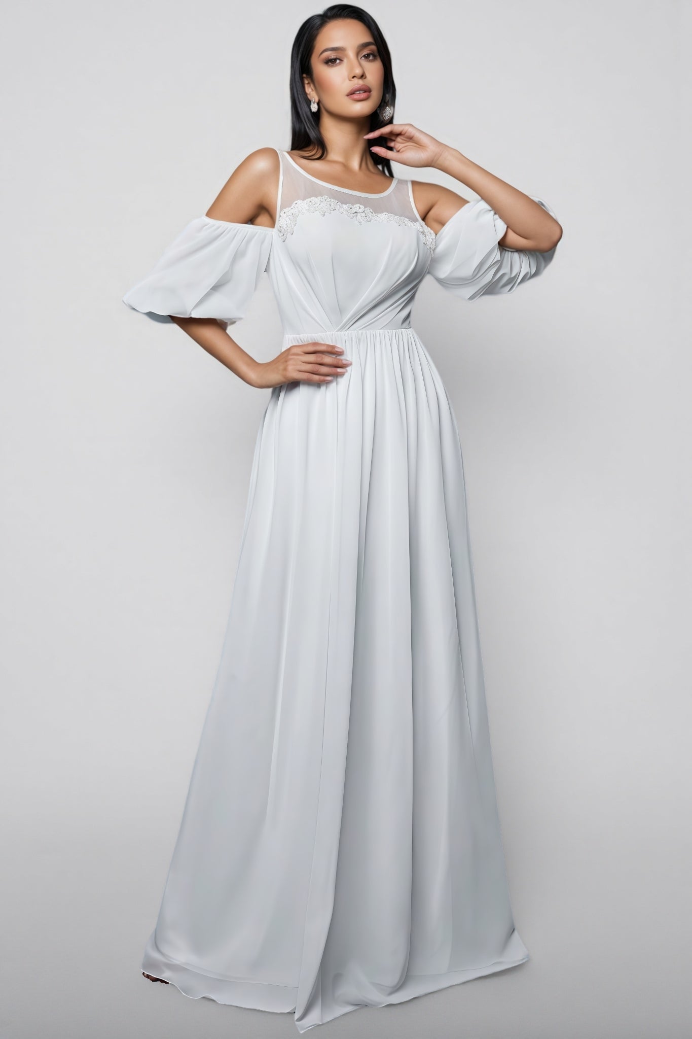 Calyxn White Short Sleeve Maxi Dress