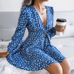 Kandy Printed Ruched Ruffle Mini Dress FINAL