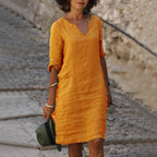 Claudia Elevated Tummy Covering V Neck Dress Statement Occasion Edit