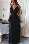 Formal Introduction Ruffle Tiered Maxi Dress Black