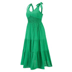 Parisa Embroidered Tiered Midi Dress Green
