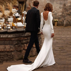 Rafaela Elevated Wedding Dress with Square Neckline and Long Sleeves Chic Silhouette Collection