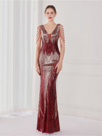 Sequin suspender evening dress