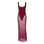 Fashionable Elegant Slim Fit Long Stitching Tulle Side Sling Dress