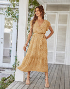 Keatyn Floral Ruffle Maxi Dress Orange
