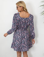 Emilia Printed Square Neck Mini Dress Navy Specks