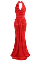 Sena Red Hanging Neck Maxi Dress