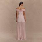 Backless Mesh Panel Midi Dress