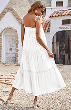 Shirley Ruffle Tiered Midi Dress White