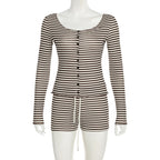 September Striped Cardigan Shorts Set