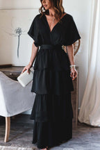 Formal Introduction Ruffle Tiered Maxi Dress Black