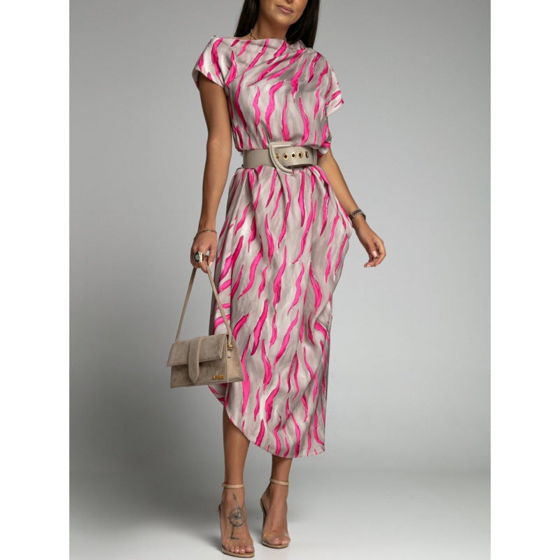 Zaida Elevated Women's Asymmetric Midi Dress with Unique Print Boutique Collection