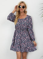 Emilia Printed Square Neck Mini Dress Navy Specks