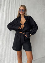 Isla – White Linen Shirt and Shorts Set