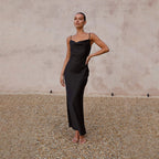 Love Letter Satin Cowl Neck Maxi Dress Sky Blue