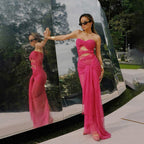Tube Top off Neck See through Tied Slim Fit Dress for