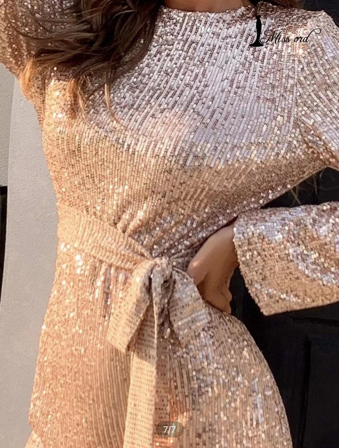 Be A Doll Sequin Tie Dress Champagne FINAL