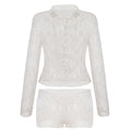 Open Knit Long Sleeve Short Set