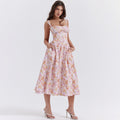 Dress Square Collar Cami Dress Slim Fit Backless Sweet Spicy Wind Floral Dress