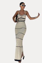 knitted contrast Bohemian sling dress