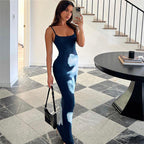 Spaghetti Strap Floral Print Slim Fit Sheath Elegant Dress