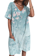 Octavia Chic Women's Floral Print V Neck Summer Dress Premium Wardrobe Essential