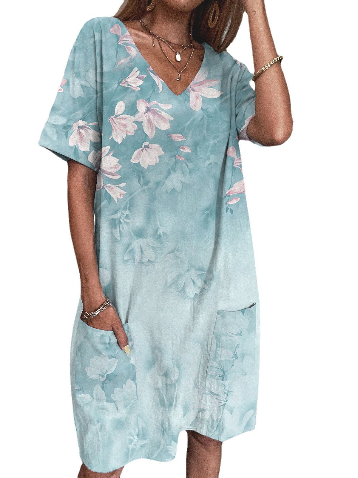 Octavia Chic Women's Floral Print V Neck Summer Dress Premium Wardrobe Essential